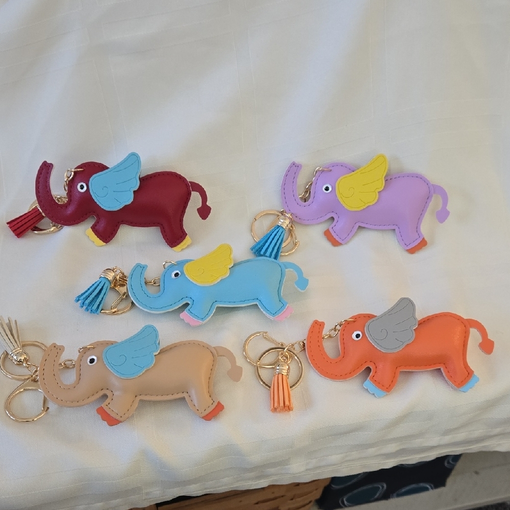 Colorful Elephant Keychain Set